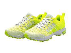 Wildora® Damen Herren Laufschuhe Sportschuhe Sneaker Freizeit Outdoor Schuhe inkl. Übergröße(Weiß-Grün,43) von Wildora