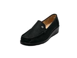 Wildora®Damen Mokassins Komfort Slipper Halbschuhe Loafer (Schwarz, 42) von Wildora