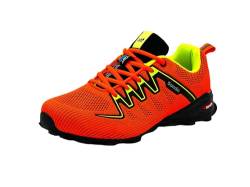 Wildora Damen Herren Bequeme Freizeitschuhe Sport Sneakers Leichte Lauf Hallenschuhe (Orange-Schwarz-Grün,42) von Wildora