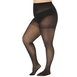 WiliW Strumpfhose mit Punkten in Übergröße für Damen, Gemusterte Strumpfhose 40D, Hohe Taille Control-Top Schwarze Transparente Strumpfhose von WiliW