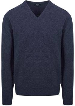 William Lockie V-Ausschnitt Pullover Lammwolle Indigo Melange - Größe L von William Lockie