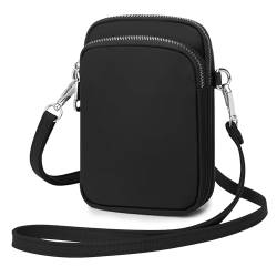 Wind Took Handy Schultertasche Kleine Damen Umhängetasche Handytasche Brieftasche Kartentasche Crossbody Bag Mini Sack, Schwarz(für 5.8 IN Handy), L/W/H:11x5x17 cm von Wind Took