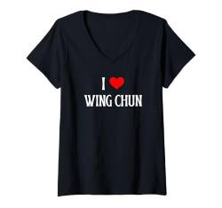 Damen I Love Wing Chun I Heart Wing Chun Chinese Martial Art Liebhaber T-Shirt mit V-Ausschnitt von Wing Chun Lover I Love Wing Chun Martial Arts Co