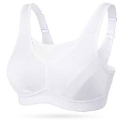 Wingslove Damen Sport BH ohne Bügel Nicht Gepolstert High Impact Bustier Halt Joggen BH （Weiß 40D） von Wingslove