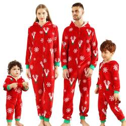 Winmany Familie Passende Weihnachten Pyjamas Flanell Plüsch Kapuze Einteiler Pyjama Urlaub Verdickte Fleece Nachtwäsche Loungewear von Winmany