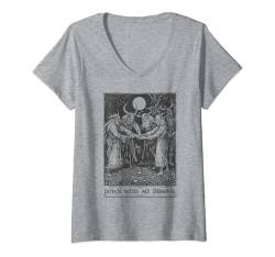 Damen Down With My Demons Okkult Mittelalter Gothic Punk Witch T-Shirt mit V-Ausschnitt von Bad Attitudes