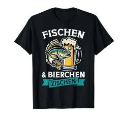 Fischen & Bierchen Zwischen Angler Bier Fischer Angeln T-Shirt von Witzige Angelrute Fischerhut Angelzubehör Männer