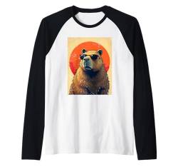 Lustiges Capybara Retro Design Wasserschwein Nagetier Outfit Raglan von Witzige Capybaras Wildtier Vintage Grafik Kostüm