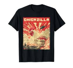 Lustiges Huhn Japan Retro Vintage Poster Design Chickzilla T-Shirt von Witzige Hühner Japanische Filmplakat Grafik Outfit