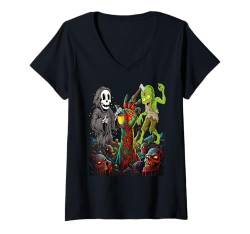 Damen Zombie Halloween Kostüm Kinder lustiges Party outfit Grusel T-Shirt mit V-Ausschnitt von Witzigee Halloween Kinder Party Kostüm Deko Jungs