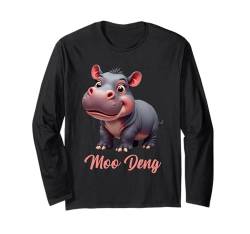 Moo Deng Meme Outfit Niedliches Baby Nilpferd Lustiges Hippo Langarmshirt von Witziges Moo Deng Baby Nilpferd Retro Hippo Design