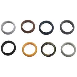 Wlauqueta 8 mm beliebter Gold- und Silber-Schwarz-Silikonring für Damen, Ehering, aus umweltfreundlichem Gummi, Sportring, 8-teiliges Set # 9, Silikon von Wlauqueta