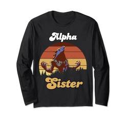 Alpha Sister Wolf Matching Family Tribe Wolves Moon Girls Langarmshirt von Wolf Family Tees