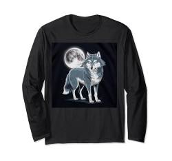 Wolf Vollmond Nacht Vintage Tier Damen Herren Jungen Mädchen K Langarmshirt von Wolf Fun