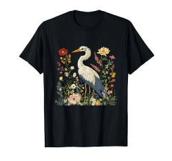 Niedlicher Cottagecore Blumenreiher ästhetische Mädchen Frauen Männer T-Shirt von WomenGalaxy