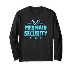 Meerjungfrau Sicherheit Familie Geburtstag Squad Party Papa Mama Schwester Langarmshirt von Womens Mens Mermaid Squad Birthday Apparel Shirts