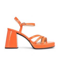 Wonders für Damen. M-5303_2024_2417 Ledersandalen Liebe orange (37), 8 bis 10 cm, Schnalle, Lässig, Party, Klassisch von Wonders