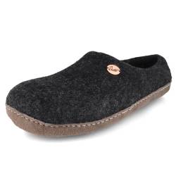Footprint Barfuß-Hausschuhe unisex Filz-Pantoffeln mit Ledersohle, nachhaltig aus 100% Wolle, graphit Gr. 39 von WoolFit