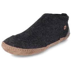 WoolFit Taiga Hausschuhe mit Ledersohle - moderne Hüttenschuhe unisex, dunkelgrau, Gr. 39 von WoolFit