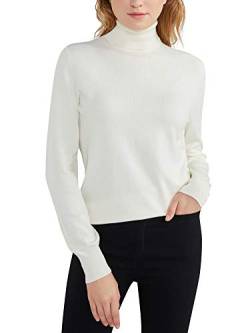 Woolen Bloom Rollkragenpullover Damen Langarm Strickpullover Weich Rippstrick Pulli mit Stehkragen Elegant Strickpulli Rolli Sweater für Herbst Winter von unifun