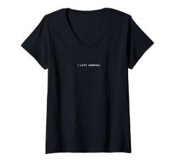 Damen I Love Armenia – Minimalistisches Reise-Souvenir T-Shirt mit V-Ausschnitt von World Trip Collection Apparel Gifts