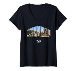 Damen Edinburgh Vereinigtes Königreich T-Shirt mit V-Ausschnitt von World's Best Cities