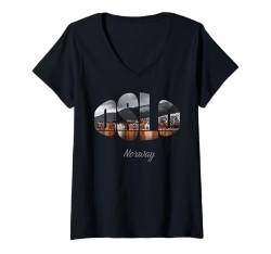 Damen Oslo Norwegen T-Shirt mit V-Ausschnitt von World's Best Cities