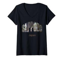 Damen Sapporo Japan T-Shirt mit V-Ausschnitt von World's Best Cities