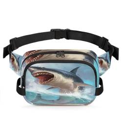 Shark Great White Hüfttasche Multifunktionspaket für Reisen, Sport, Laufen, Tierhai, Bauchtasche, Geldbörse, Gürteltasche für Damen, Herren, Mädchen, Jungen, farbe, XL, Taschen-Organizer von WowPrint