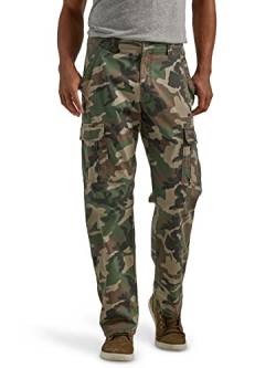 Wrangler Authentics Stretch-Cargohose für Herren, lockere Passform, Camouflage grün braun, 38W / 30L von Wrangler Authentics