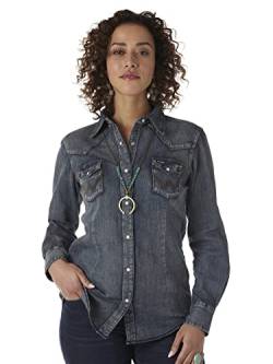 Wrangler Damen Langärmeliges Westernhemd aus Denim Bluse, Klein von Wrangler