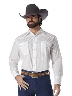 Wrangler Herren Sport Western Basic Two Pocket Langarm Snap Shirt, Weiss/opulenter Garten, XL von Wrangler