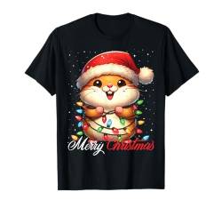 Hamster Merry Christmas Lights Santa Mütze Xmas Snow T-Shirt von Wrapped with Christmas Lights Merry Christmas