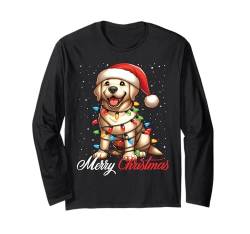 Labrador Retriever Merry Christmas Lights Weihnachtsmütze Xmas Langarmshirt von Wrapped with Christmas Lights Merry Christmas