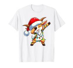 Dabbing Goat Weihnachtsbeleuchtung Nikolausmütze Xmas Party T-Shirt von Wrapped with Christmas Lights