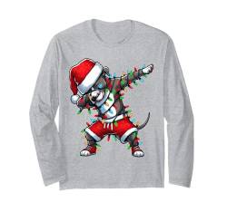 Dabbing Pit Bull Weihnachtsbeleuchtung Nikolausmütze Jungen Mädchen Langarmshirt von Wrapped with Christmas Lights