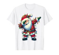 Dabbing Weihnachtsmann Weihnachtsbeleuchtung Nikolausmütze Xmas Party T-Shirt von Wrapped with Christmas Lights