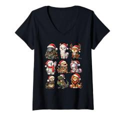 Damen Tiere Weihnachtsbeleuchtung Nikolausmütze Jungen Mädchen Kinder T-Shirt mit V-Ausschnitt von Wrapped with Christmas Lights