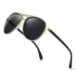 Wrimen-sonnenbrillen-sonnenbrille-herren-damen-polarisiert-PC UV400 Schutz Schwarz Brille Oval Stilvoll klassisch modisch Laufen Outdoor Sportarten fahren Geschliffener hellgrüner Rahmen von Wrimen