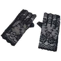 Wudaizhi Schwarze Spitzehandschuhe Damen Halbfinger Spitze Handschuhe Uv-schutz Für Fancy Dress Party von Wudaizhi