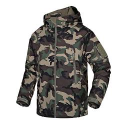 Wuzfully Softshelljacke Herren Militär Taktische Wasserdicht Winter Mantel mit Kapuze und Multifunktionalen Reißverschluss Taschen von Wuzfully