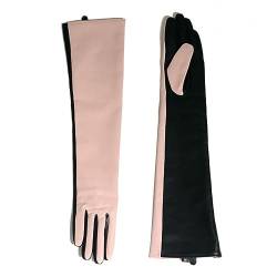 Wvapzxx Winter Damen Echtleder Kontrastfarbe 40/50 Cm Lange Handschuhe Opera Abendhandschuhe von Wvapzxx