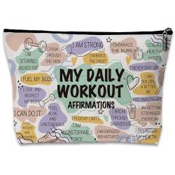 Mental Health Gifts, My Daily Workout Affirmations Make-up-Tasche, Seidenfutter, inspirierende Kosmetiktasche, positive Zitate, Reise-Make-up-Organizer für Frauen, Frauen, Mädchen, Schwester, von Wybgno