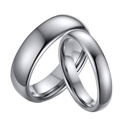 Ringe In Silber, Wolfram Ring Herren 2 Stück Polierter Silberring 4mm 6mm Bandring Größe Damen 49 (15.6) Herren 60 (19.1) für Paare Geburtstag von Wycian