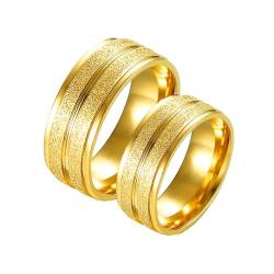 Wedding Ring Set, Ringe Herren Matt 2 Stück Edelstahl Titan Gold Matt Ring 8mm Bandring Größe Damen 62 (19.7) Herren 62 (19.7) für Paare Neujahr von Wycian