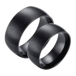 Wycian Ehering Herren, Eheringe 8mm Breit 2 Stück Edelstahl Titan Schwarzer Gebürsteter Ring 8mm Bandring Größe Damen 60 (19.1) Herren 62 (19.7) für Paare von Wycian