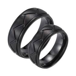 Wycian Eheringe Frauen, Edelstahl Ring Männer 2 Stück Titan Schwarzer Gebürsteter Ring 8mm Bandring Größe Damen 57 (18.1) Herren 62 (19.7) für Paare von Wycian