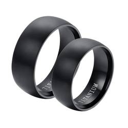 Wycian Eheringe Modern, Ringe Damen Titan 2 Stück Edelstahl Hochglanzpolierter Schwarzer Ring 8mm Bandring Größe Damen 57 (18.1) Herren 70 (22.3) für Paare von Wycian