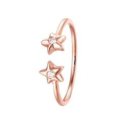 Wycian Eheringe Natur, Moissanite Ring Damen 9 Karat Roségold 9K Stern Größe 66 (21.0) Moissanit Rundschliff Weiß Npassbar Für Muttertag von Wycian