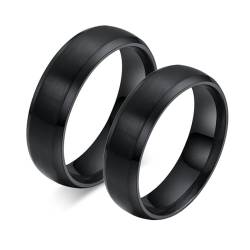 Wycian Herren Ringe Nordisch, Paar Eheringe Schwarz 2 er Edelstahl 6mm Schwarzer Gebürsteter Ring mit Abgeschrägter Kante Damen 62 (19.7) Herren 60 (19.1) von Wycian